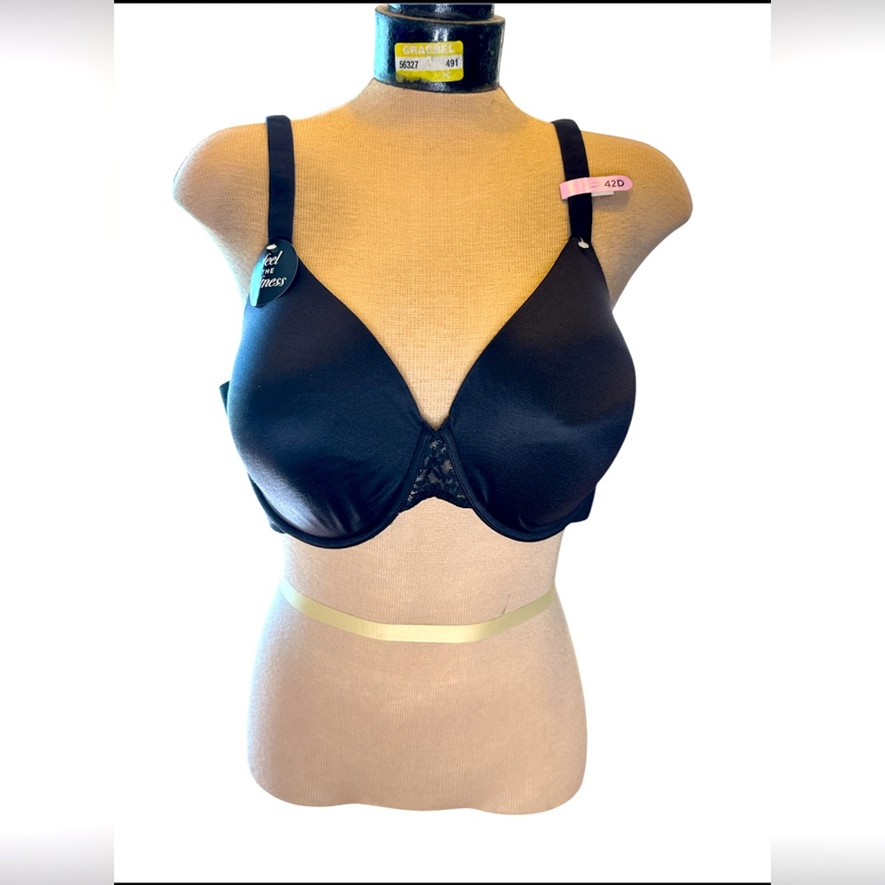 BALI 42D Comfort Revolution Underwire Bra NWT‎ Black Almond Lace Cool Comfort